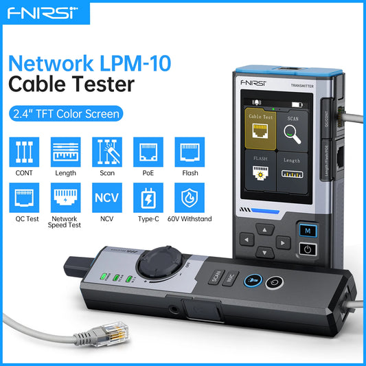 FNIRSI LPM-10A Network Cable Tester Multifunction Line Finder with RJ45 RJ11 Port Flashing and PoE Detection Network Repair Tool