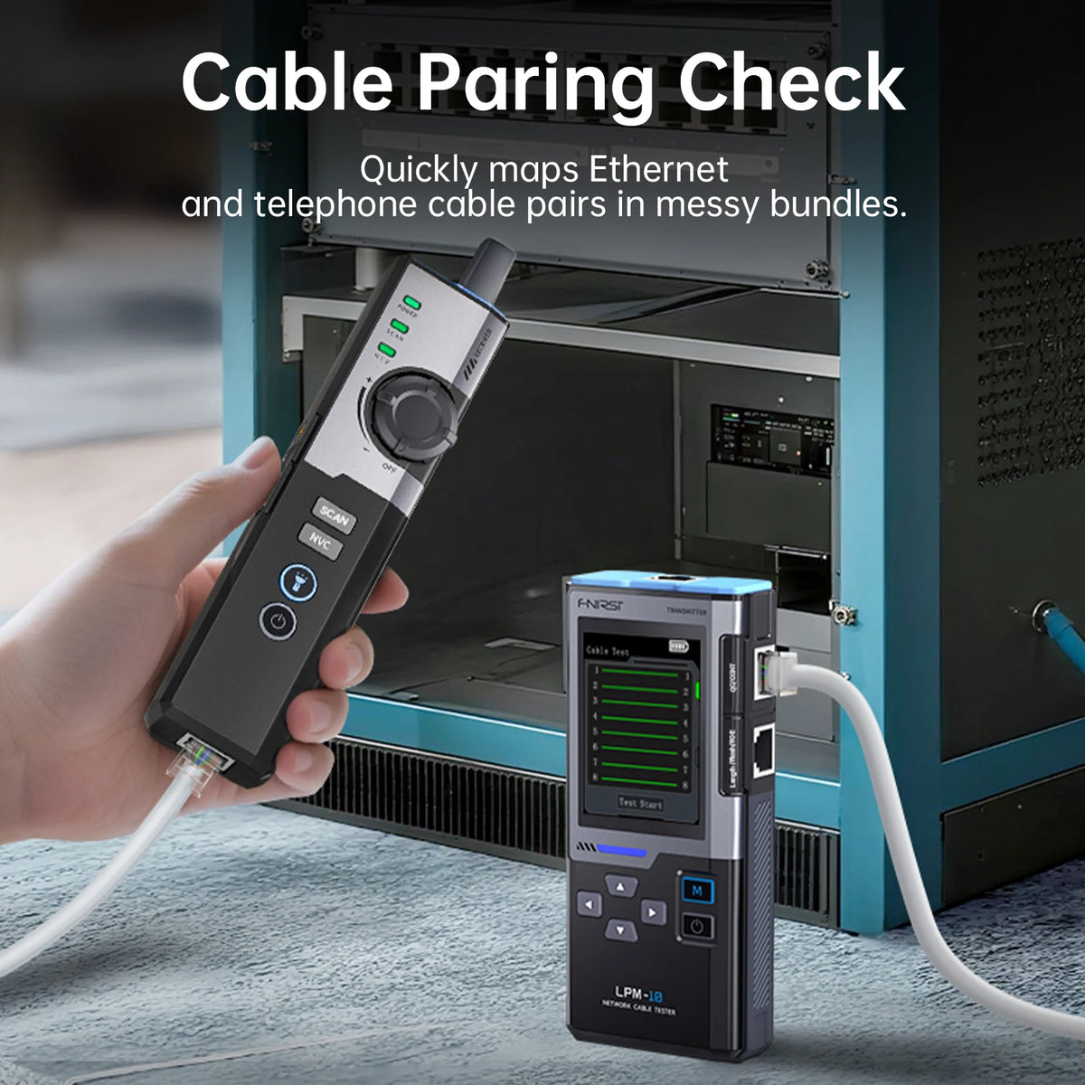 FNIRSI LPM-10A Network Cable Tester Multifunction Line Finder with RJ45 RJ11 Port Flashing and PoE Detection Network Repair Tool